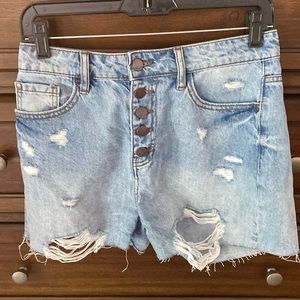 Distressed jean shorts